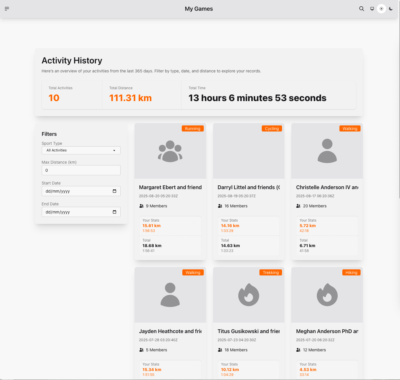 Activity History